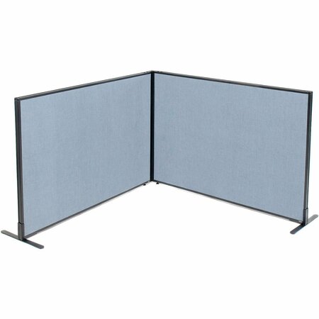INTERION BY GLOBAL INDUSTRIAL Interion Freestanding 2-Panel Corner Room Divider, 60-1/4inW x 42inH Panels, Blue 695106BL
